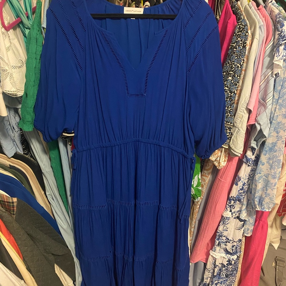 Gibson Latimer Royal Blue Long Sleeve Dress
